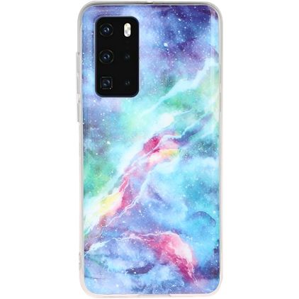 Mobigear Marble Coque Huawei P40 Coque arrière en TPU Souple - Bleu
