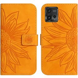 Mobigear Sunflower Motorola Moto G72 Étui Portefeuille - Cognac