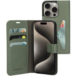 Mobiparts Classic Wallet Housse iPhone 15 Pro Etui Porte-Monnaie - Stone Green