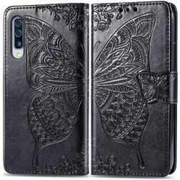 Mobigear Butterfly Housse Samsung Galaxy A70 Etui Porte-Monnaie - Noir