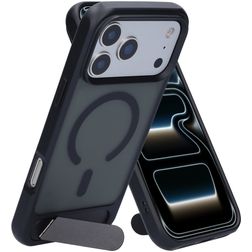 Mobiparts Hardcover Coque iPhone 17 Pro Max MagSafe Coque arrière Rigide avec Support Amovible - Satin Black