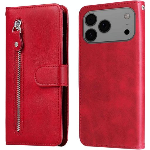 Mobigear Zipper Housse iPhone 17 Pro Max Etui Porte-Monnaie - Rouge