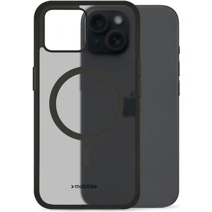 Mobilize Hybrid iPhone 15 MagSafe Plastique rigide Coque arrière Antichoc - Noir