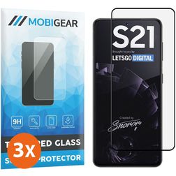 Mobigear Premium Samsung Galaxy S21 Verre trempé Protection d'écran - Compatible coque - Noir (Lot de 3)