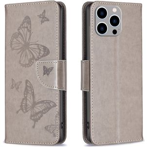 Mobigear Butterfly Housse iPhone 15 Pro Max Etui Porte-Monnaie - Gris
