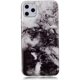 Mobigear Marble Coque iPhone 11 Pro Max Coque arrière en TPU Souple - Noir / Blanc