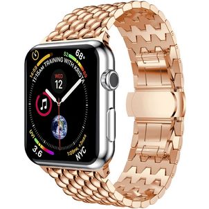 Mobigear Dragon Bracelet Acier Apple Watch Fermeture boucle déployante - 49/46/45/44 mm - Rose doré