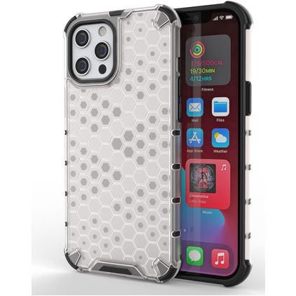 Mobigear Honeycomb Coque iPhone 13 Pro Max Coque arrière Rigide Anti-Chocs - Blanc