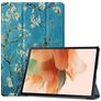Mobigear Tri-Fold Coque Samsung Galaxy Tab S7 FE Etui - Fleurs d'amande