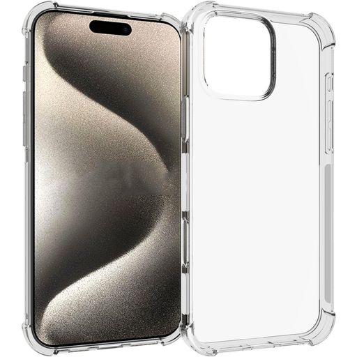 Mobigear Cushion Coque Transparente iPhone 16 Pro Max Coque arrière en TPU Souple - Transparent