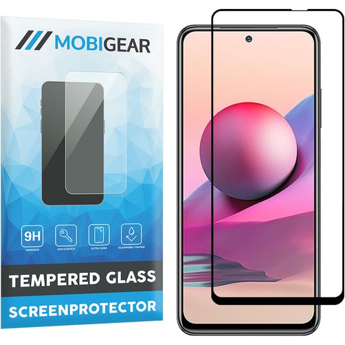 Mobigear Premium Xiaomi Redmi Note 10S Verre trempé Protection d'écran - Compatible Coque - Noir