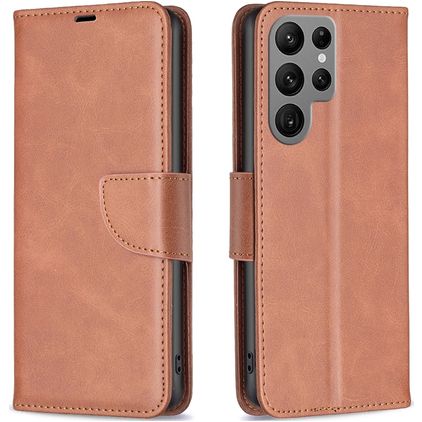 Mobigear Excellent Housse Samsung Galaxy S24 Ultra Etui Porte-Monnaie - Marron