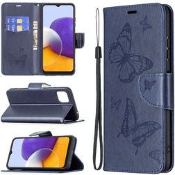 Mobigear Butterfly Housse Samsung Galaxy A22 5G Etui Porte-Monnaie - Bleu