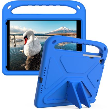 Mobigear AeroArmor Coque iPad 7 (2019) Coque de tablette pour enfants avec Poignée Enfants en EVA + Porte-crayon - Bleu