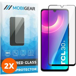Mobigear Premium TCL 30 Plus Verre trempé Protection d'écran - Compatible Coque - Noir (Lot de 2)