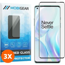 Mobigear Curved OnePlus 8 Verre trempé Protection d'écran - Compatible Coque - Noir (Lot de 3)