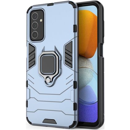 Mobigear Armor Ring Samsung Galaxy M23 Plastique rigide Coque arrière Antichoc avec bague de maintien - Bleu