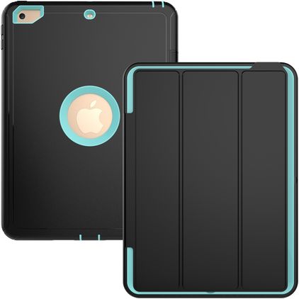 Mobigear Tri-Fold Folio Coque iPad 6 (2018) Etui en Plastique rigide,TPU - Noir / Turquoise