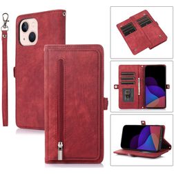 Mobigear Zipper Housse iPhone 14 Plus Etui Porte-Monnaie - Rouge