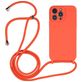 Mobigear Lanyard iPhone 14 Pro Coque avec cordon en Silicone - Orange
