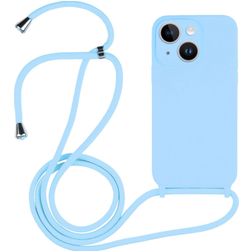 Mobigear Lanyard iPhone 14 Coque avec cordon en Silicone - Baby Blue