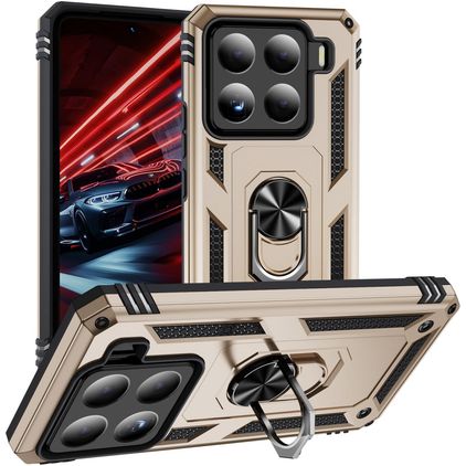 Mobigear Armor ring Xiaomi 15 Plastique rigide Coque arrière Antichoc avec bague de maintien - Or