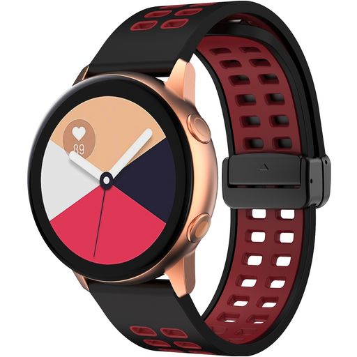 Mobigear Sport Plus Mag Bracelet Silicone Smartwatch Fermeture magnétique - Connexion universelle de 20 mm - Noir / Rouge