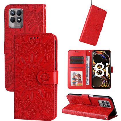 Mobigear Sunflower Housse Realme Narzo 50 4G Etui Porte-Monnaie - Rouge