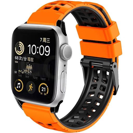 Mobigear Aero Armor Bracelet Silicone Apple Watch Fermeture boucle ardillon - 49/46/45/44 mm - Orange / Noir