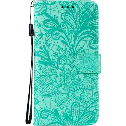 Mobigear Flowers Housse Samsung Galaxy Note 10 Lite Etui Porte-Monnaie - Turquoise