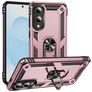 Mobigear Armor Ring Coque Samsung Galaxy S25 Edge Coque arrière Rigide Anti-Chocs avec Anneau-Support - Rose doré
