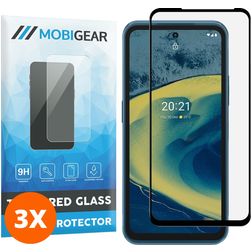 Mobigear Premium Nokia XR20 Verre trempé Protection d'écran - Compatible Coque - Noir (Lot de 3)