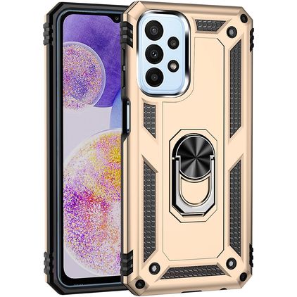 Mobigear Armor Ring Coque Samsung Galaxy A23 Coque arrière Rigide Anti-Chocs avec Anneau-Support - Or
