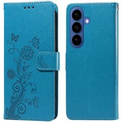Mobigear Flowers Housse Samsung Galaxy S26 Plus Etui Porte-Monnaie - Bleu
