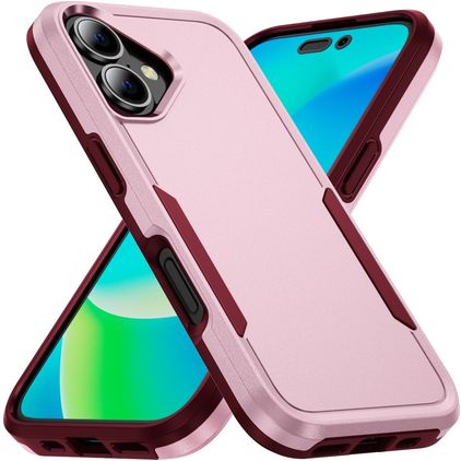Mobigear Heavy Armor Coque iPhone 16 Coque arrière Rigide Anti-Chocs - Rose