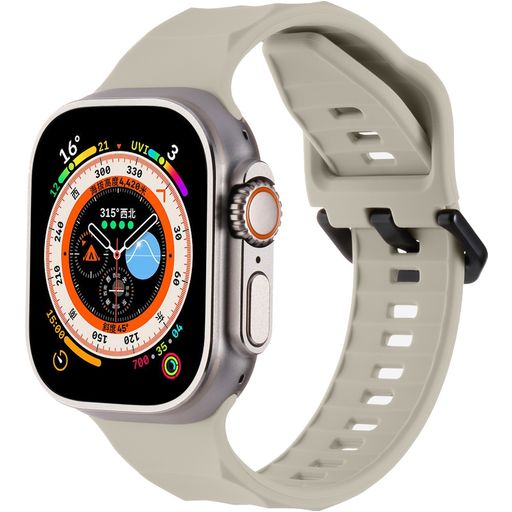 Mobigear Ripple Bracelet Silicone Apple Watch Fermeture boucle ardillon - 49/46/45/44 mm - Lumière stellaire