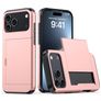 Mobigear Card Coque iPhone 18 Pro Max Coque arrière Rigide Anti-Chocs avec Porte-Cartes - Rose