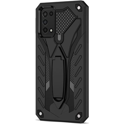 Mobigear Armor Stand Coque Samsung Galaxy A03s Coque arrière Rigide Anti-Chocs avec Support Amovible - Noir