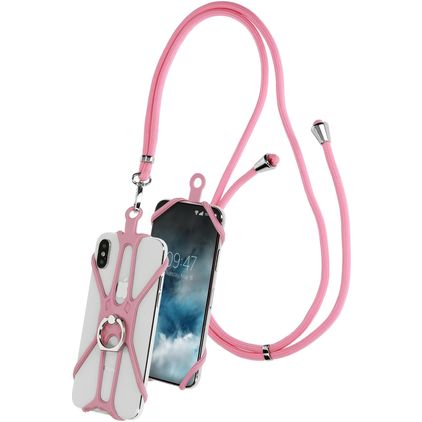 Mobiparts Phone Trap Coque avec cordon en Silicone - Rose