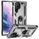 Mobigear Armor Ring Samsung Galaxy S23 Ultra Plastique rigide Coque arrière Antichoc avec bague de maintien - Argent