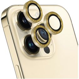 Mobiparts Camera Lens iPhone 14 Pro Max Aluminum Protection Objectif Caméra - Compatible Coque - Glitter Gold