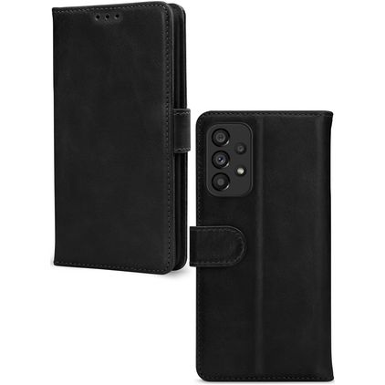 Mobilize Wallet Housse Samsung Galaxy A53 Etui en Cuir Véritable Porte-Monnaie - Noir