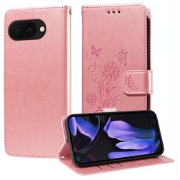 Mobigear Flowers Housse Google Pixel 9a Etui Porte-Monnaie - Rose doré