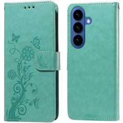 Mobigear Flowers Housse Samsung Galaxy S26 Etui Porte-Monnaie - Vert