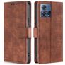 Mobigear Croco Housse Motorola Edge 30 Fusion Etui Porte-Monnaie - Marron