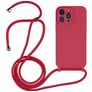 Mobigear Lanyard iPhone 14 Pro Max Coque avec cordon en Silicone - Bordeaux