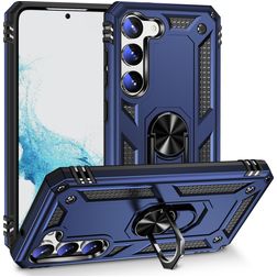 Mobigear Armor Ring Coque Samsung Galaxy S23 Coque arrière Rigide Anti-Chocs avec Anneau-Support - Bleu