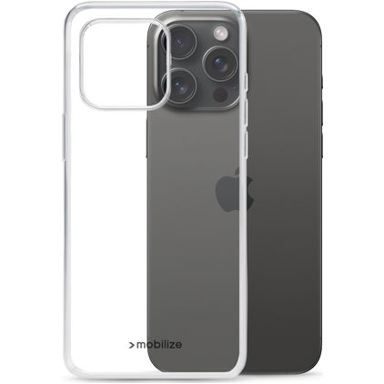 Mobilize Gelly Coque Transparente iPhone 15 Pro Max Coque arrière en TPU Souple - Transparent