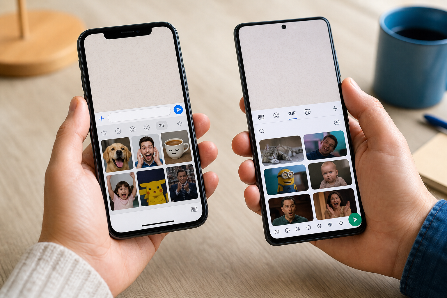 Différences entre iPhone et Android pour envoyer des GIF sur WhatsApp