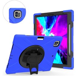Mobigear SureGrip XGuard Coque iPad Pro 13 Pouces (2024) Coque arrière en Plastique rigide,Silicone + Porte-crayon + Bandoulière + Support Amovible - Bleu